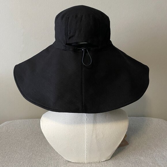 NWT Solbari Ultra Wide Cotton Linen Hat UPF 50+ Black Small/Medium - Picture 4 of 11